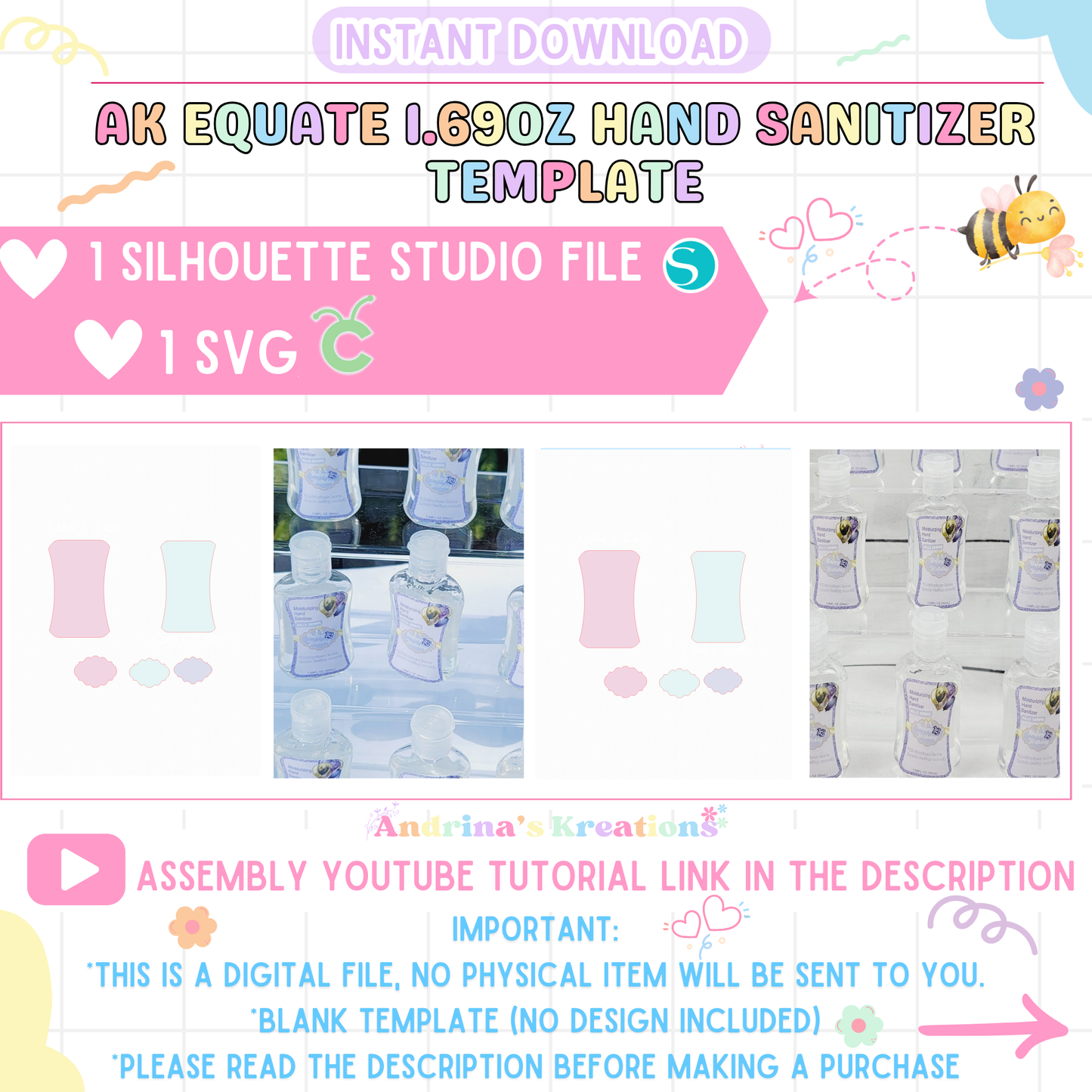 Plantilla de desinfectante para manos Equate de 1,69 oz