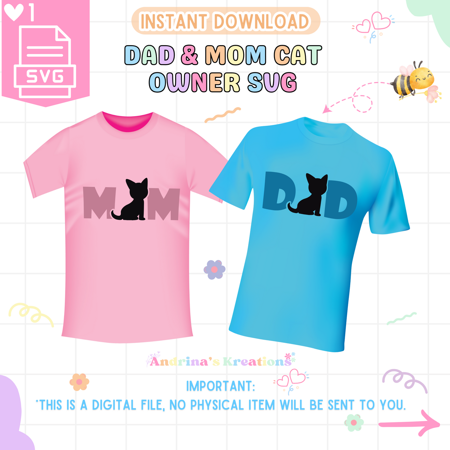 Dad & Mom Cat owner SVG