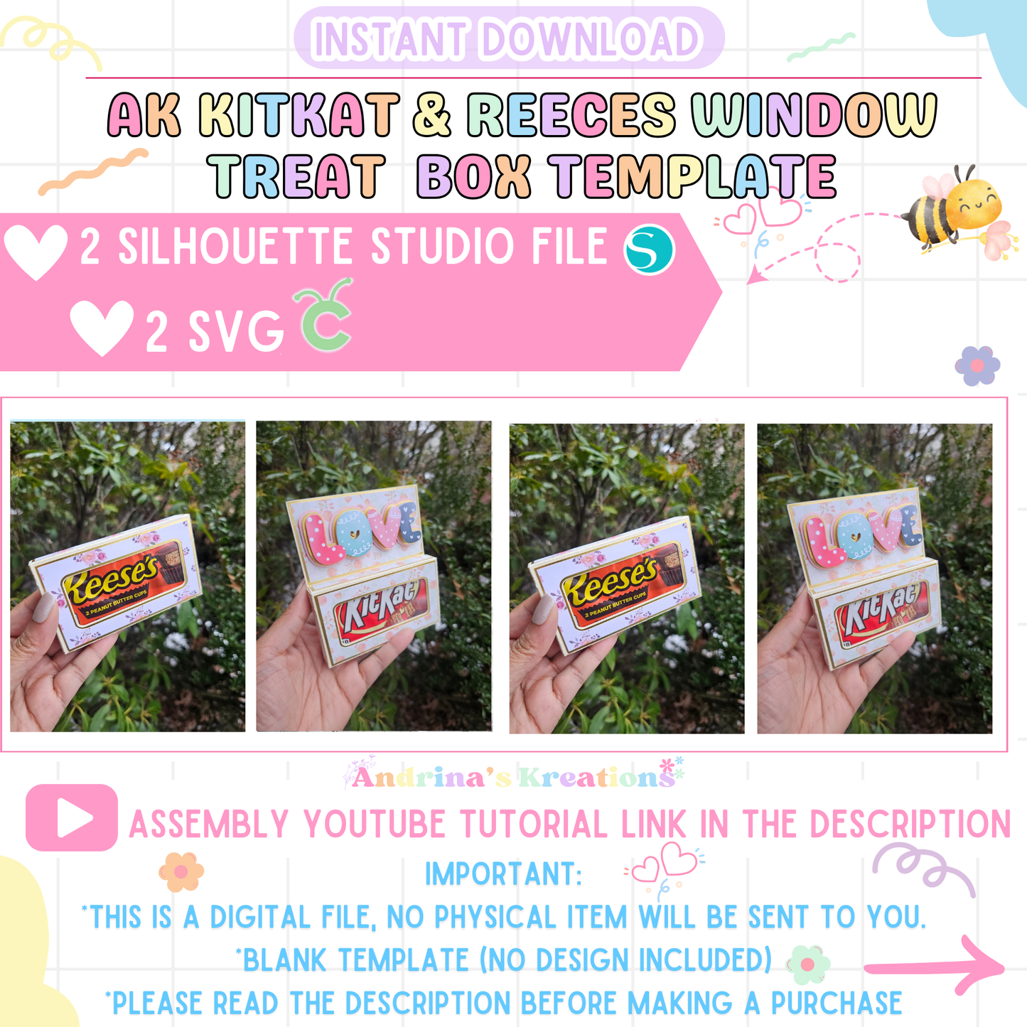 AK KitKat or Reese's Window Treat Box Template