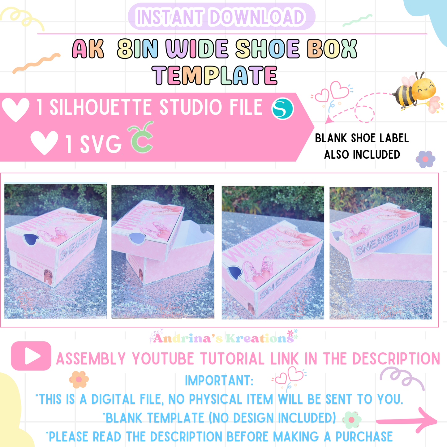 AK 8in wide Sneaker Box Template