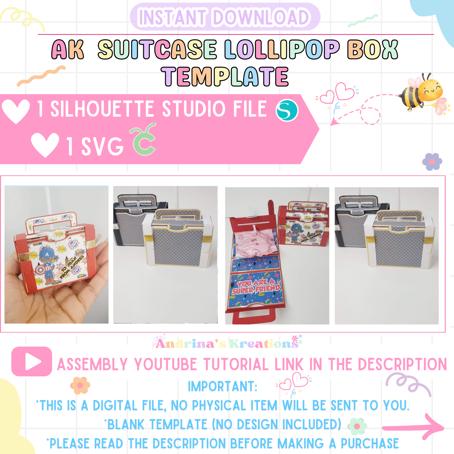 AK Suitcase Lollipop box  Template